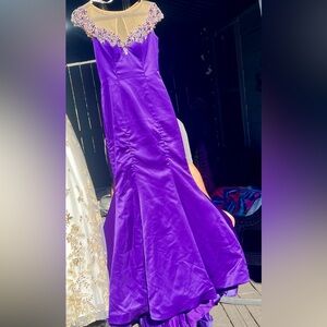 Sherri Hill Purple Prom Dress with Gold Accents